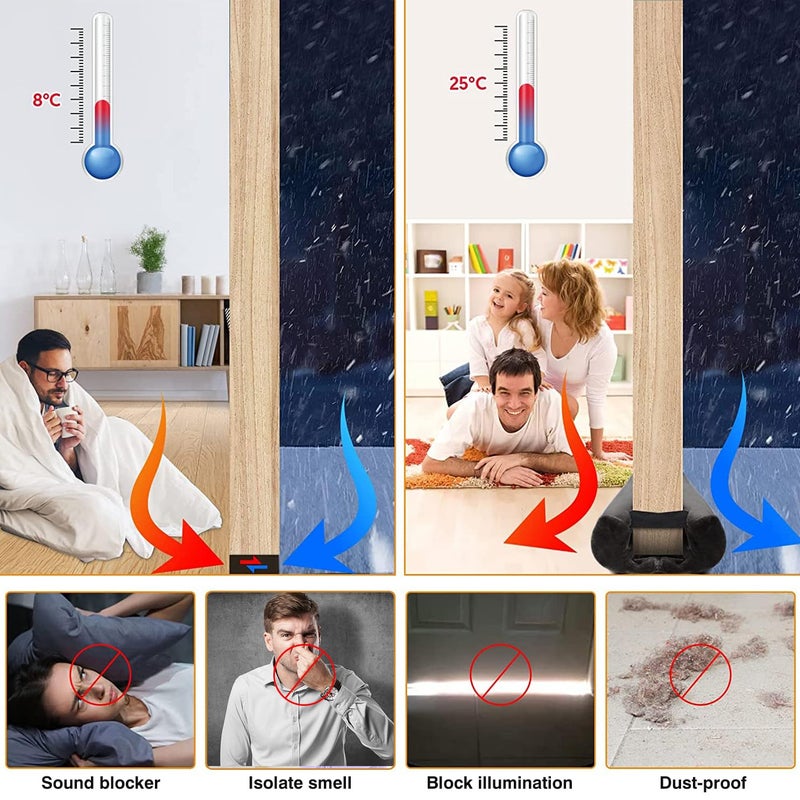 BKSAI Door Draft Stopper for Doors 29-35"" No Adhesive Draft Stopper for Bottom of Door Draught Excluder Under Door Wind Blocker Reduce Noise Draught Excluder Sweep Sound Proof(Beige) - Image 5